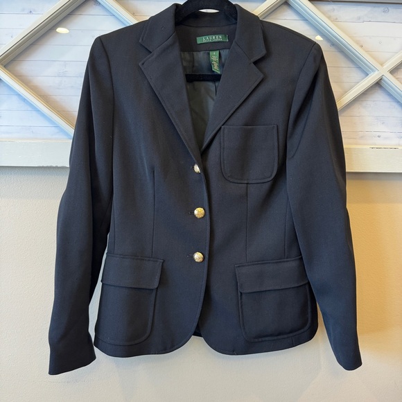 Lauren Ralph Lauren Jackets & Blazers - Lauren Ralph Lauren Wool Gold Button Blazer Jacket Black Size 6 See Pic For Flaw